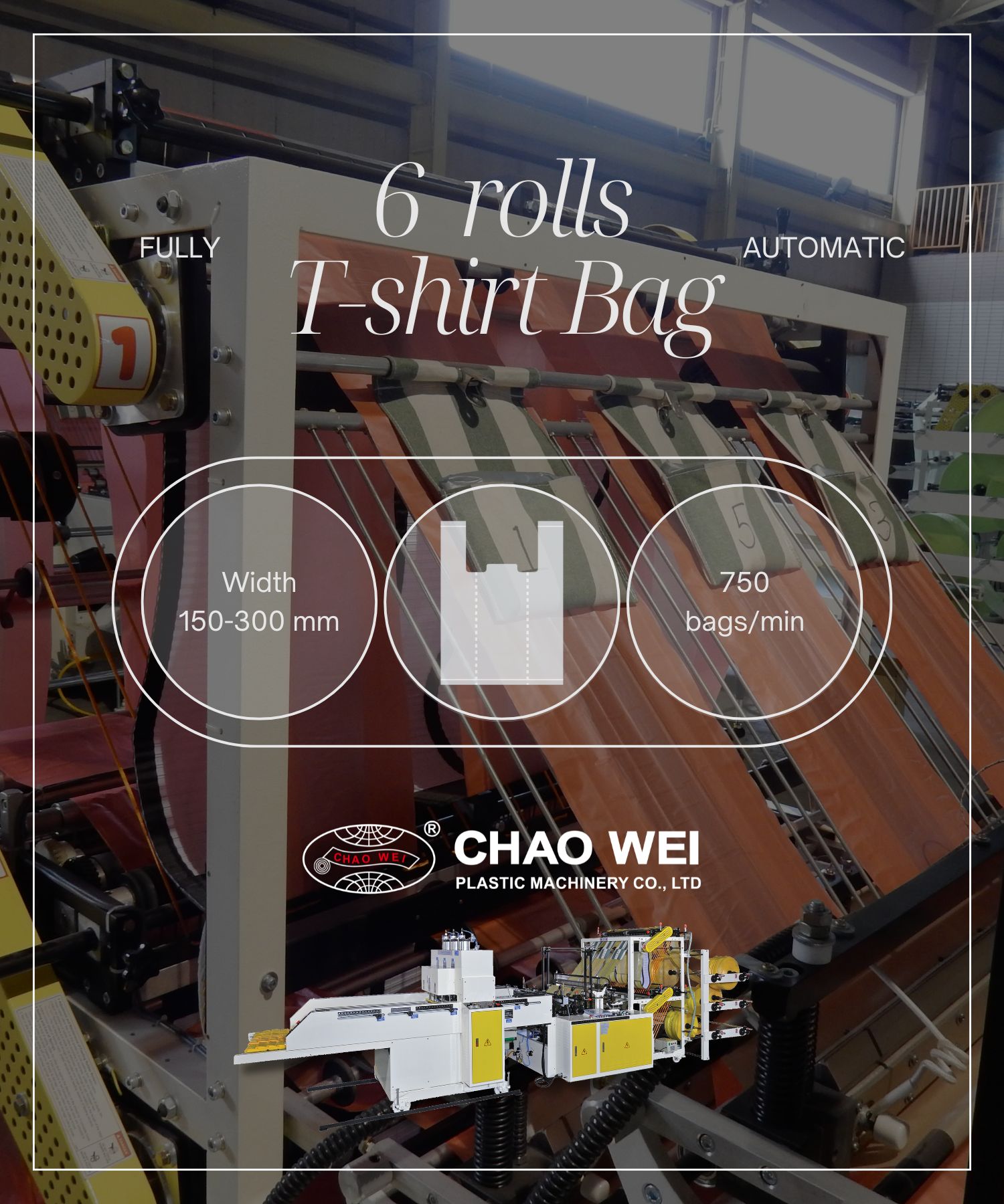 Double Your Output: Discover Our 6 Rolls T-Shirt Bag Making Machine