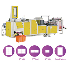 Fully Automatic High Speed Cutting & Sealing Machine With in-line 3 Foldings & Auto Packing Unit By Servo Motors Control<BR>Model:CW-800FP-SV/CW-1000FP-SV