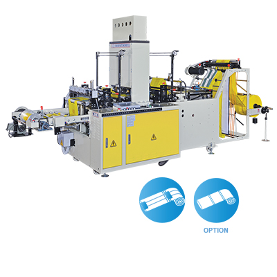 Perforating T-shirt Bags On Roll Machine With Core By Servo Motor Control<BR>Model:CWAP+P-500-SV