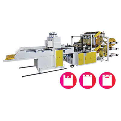 Fully Automatic High Speed Double Layers 6 Rolls T-shirt Bag Making Machine With Servo Motor Control<BR>Model:CWA2+6+P-SV