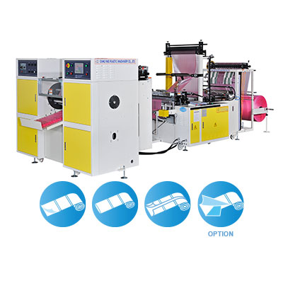 Fully Automatic High Speed Perforating Coreless Bags On Roll Machine + Double Shafts Rewinder Changing Rolls Device With Servo Motor Control<BR>Model:CWAP+CS-SV(For HD loose roll)