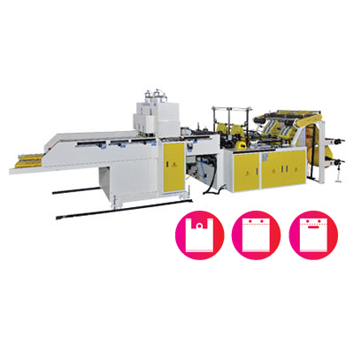 Fully Automatic High Speed Single Layer 2 Lines T-shirt Bag Making Machine with 2 Photocells & Double Servo Motors Control<BR>Model:CWAA+P-800-SV/CWAA+P-1000-SV