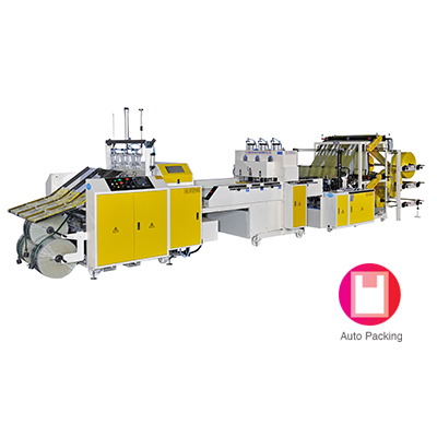 Fully Automatic High Speed Double Layers 6 Lines T-Shirt Bag Making Machine With Auto Packing Device and Servo Motor Control<BR>Model:CWA2+6+ATP-800-SV/CWA2+6+ATP-1000-SV
