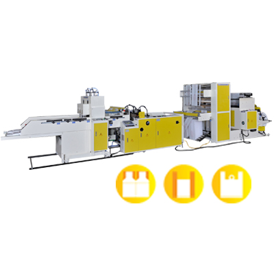 Super High Speed Fully Automatic T-shirt Bag Making Machine With Hot-Slitting & Side Gusseting Device By Servo Motor Control<BR>Model:CWHG-800-SV/CWHG-1000-SV